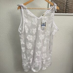 White Lace Swim Cover Up With Adore Tie/Ruffle NWT